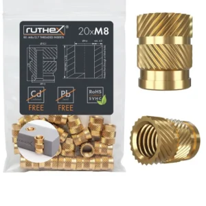 RUTHEX M8 THREADED INSERT – RX-M8X12.7 – 20 PCS